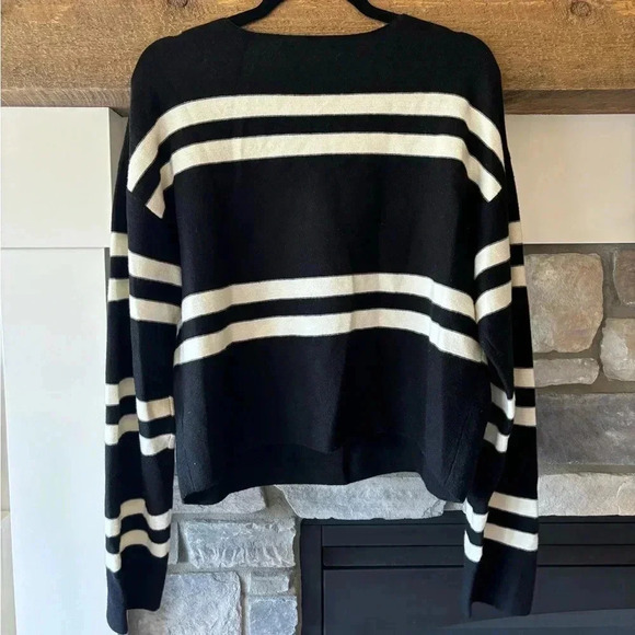LNA Clothing Pullover Sweater L Black White Stripe Oversized Grunge Goth Preppy - Picture 2 of 8